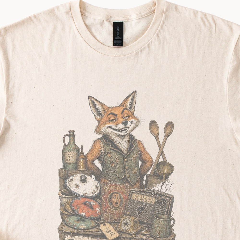 Vintage Style Fox Market Stall Boho Tee